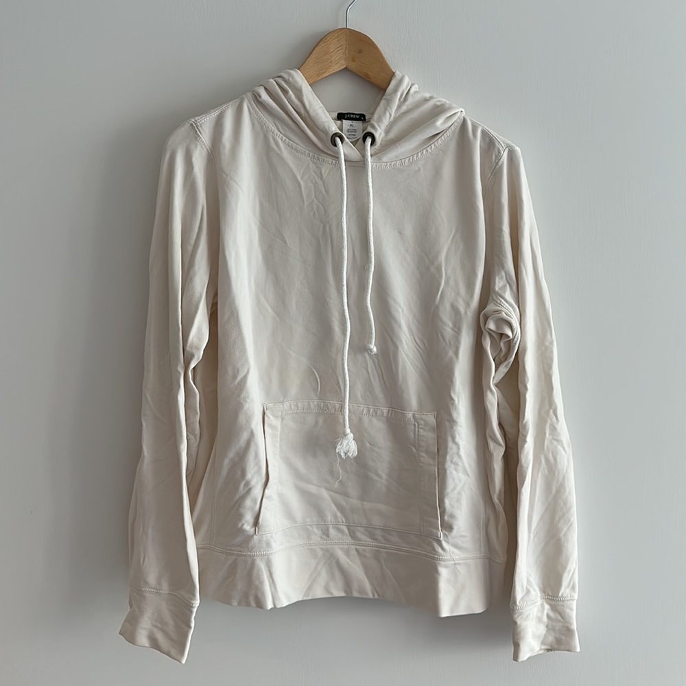 EUC J.Crew White Lightweight Athletic Hoodie / XL